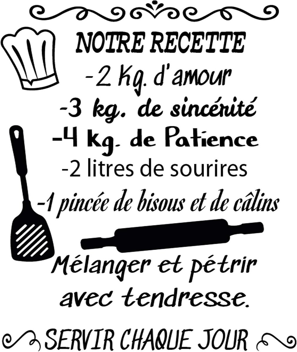 Muurstickers in het Frans "NoTRE RECETTE" - Muurstickers in het Frans - Autocollant lettre Docliick DC-048-FR