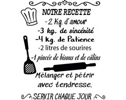 Muurstickers in het Frans "NoTRE RECETTE" - Muurstickers in het Frans - Autocollant lettre Docliick DC-048-FR
