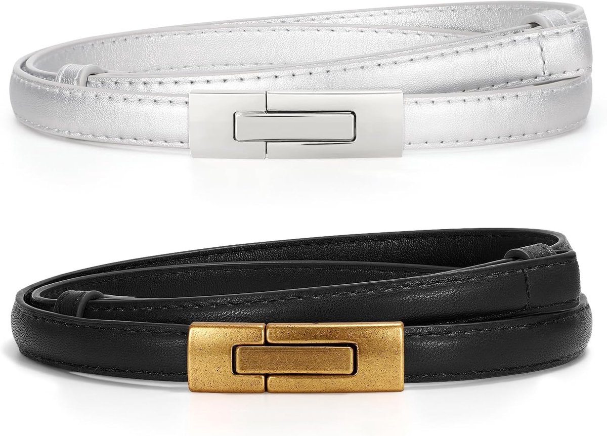Skinny leren riem voor dames, verstelbare dunne tailleriem, decoratieve riem voor jurken, jeans, mantel met gouden draaisluiting