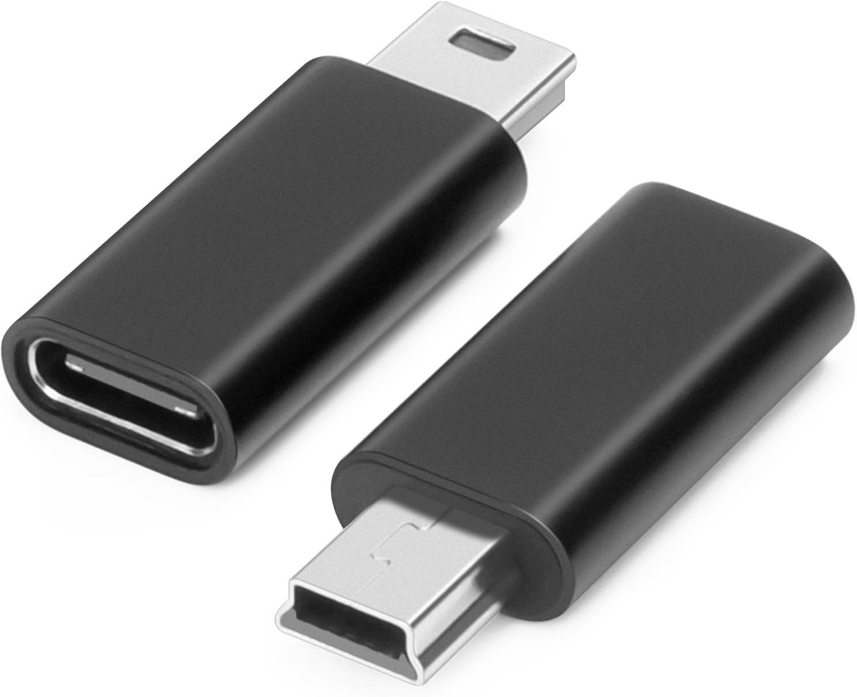 USB C naar Mini USB Adapter (2 Pack), USB-C Vrouwelijk naar Mini USB Mannelijk Adapter, Aluminiumlegering Data Adapter, Compatibel met Laptops/Tablets, Flash Drive, MP3-spelers, Digitale