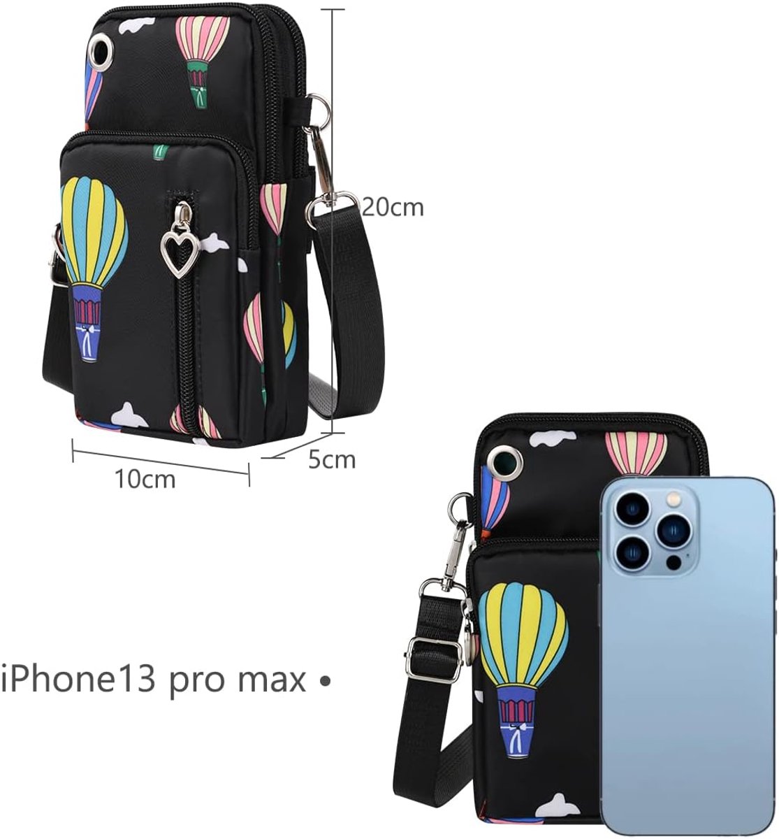 Telefoontasje om om te hangen, nylon, kleine schoudertas met koptelefooningang, mini crossbody schoudertas, mobiele telefoontas, mobiele telefoon schoudertas voor mobiele telefoon onder de 7“