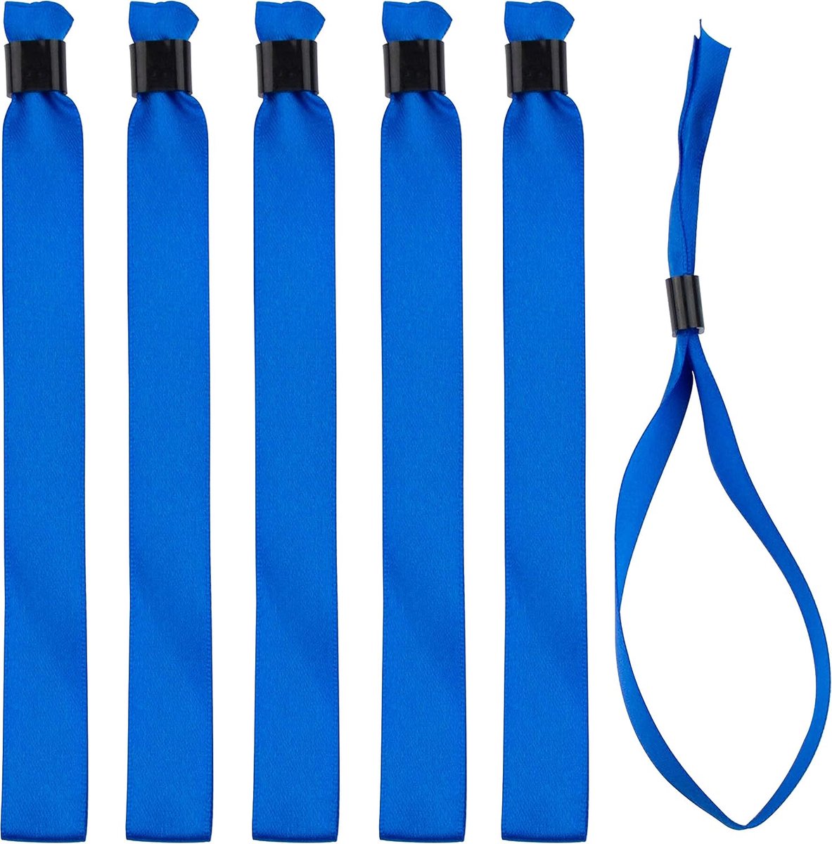 100 stuks blauwe stoffen armbanden, identificatie- en veiligheidsarmbanden voor evenementen, eenrichtingssluiting van kunststof