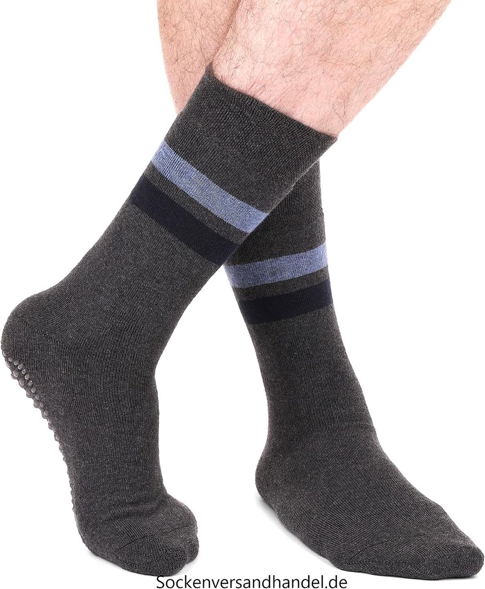 Heren 2 paar superzachte ABS-sokken - stoppersokken - zwart, antraciet, marine - (35-38, 39-42, 43-46, 47-50)