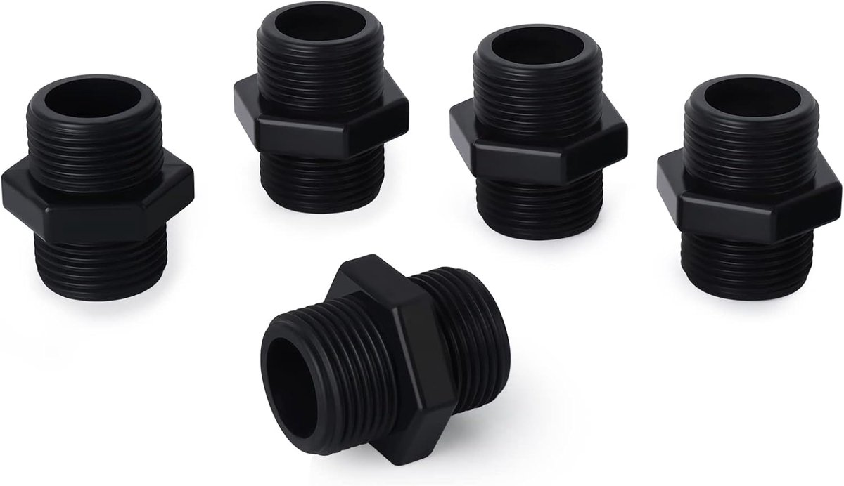 5 Stuks 1/2" BSP mannelijk naar mannelijk connectoren, PVC zeskantige tepelbuisfittingen