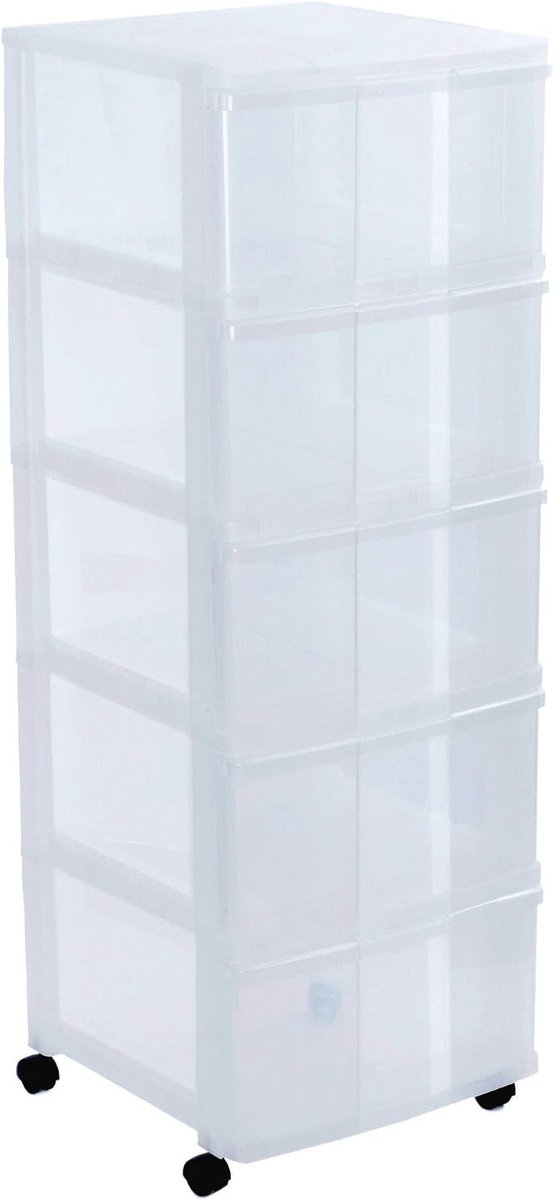 Modulo Tour De Rangement Avec 5 Larges Tiroirs De Grande Capacité Et Roues 360º