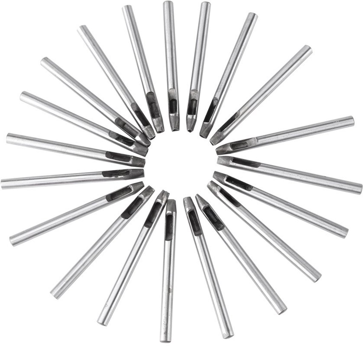 5 mm geperforeerd leer met Selvik-leerpatroon van staal, voorzien van opengewerkte perforaties, geschikt voor portemonnees, riemen, horloges en sporenversieringen.