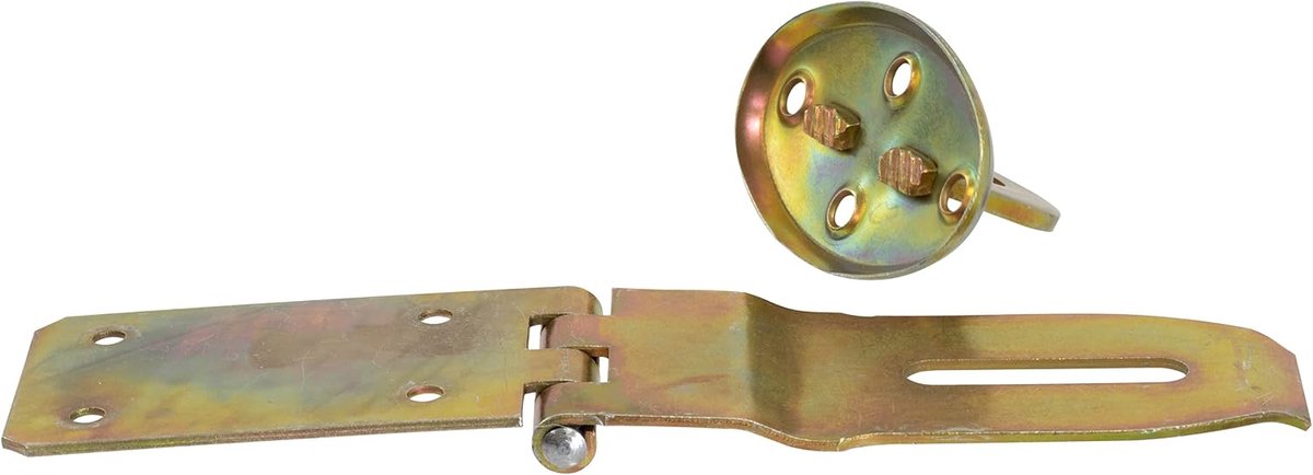 - C58789 - Vergrendelingsscharnier met oog voor hangslot, 103 x 70 x 45 x 2 mm - grendel voor deur, jaloezieën, kelder, zolder - verzinkt staal geel - kastsluiting