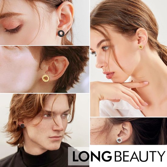 1 paar flesh tunnel roestvrij staal oorplugs expander gauges bloemen oor piercing sieraden zwart zilver goud 8 mm - 16 mm voor dames heren — afbeelding 5