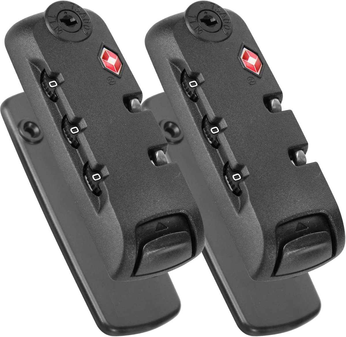 2 stks Douane Sloten voor Bagage, TSA007 Authenticatie Beveiliging Sloten Koffer Vervanging Wachtwoord Sloten voor Reizen 3 Cijfer Zelfinstellend Slot (zwart)