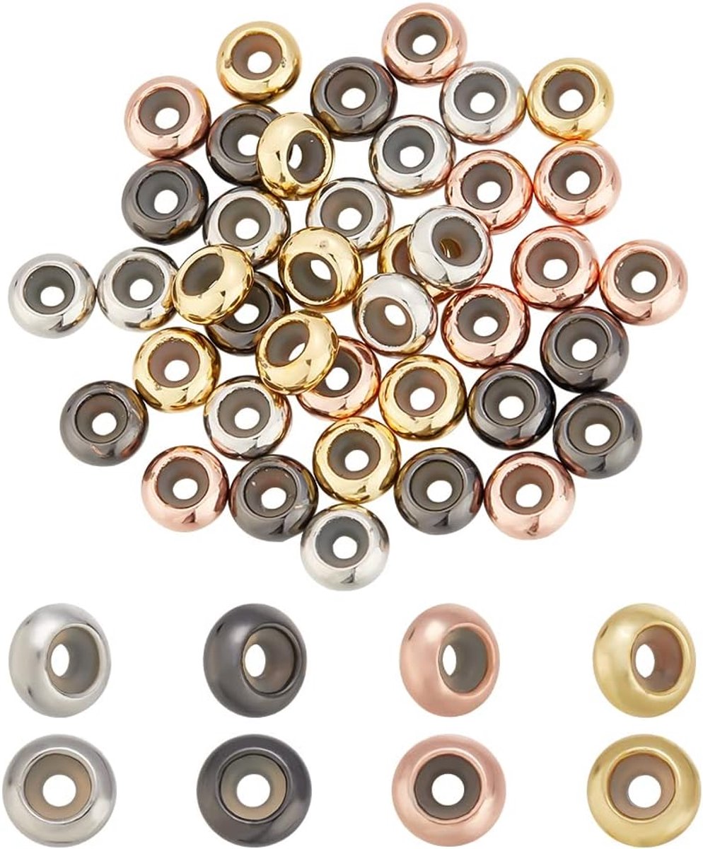 Kralen met rubber binnenkant, 4 kleuren, verstelbare schuifsluitingen, ronde kralen voor doe-het-zelf ambachten sieraden maken, gat: 2 mm