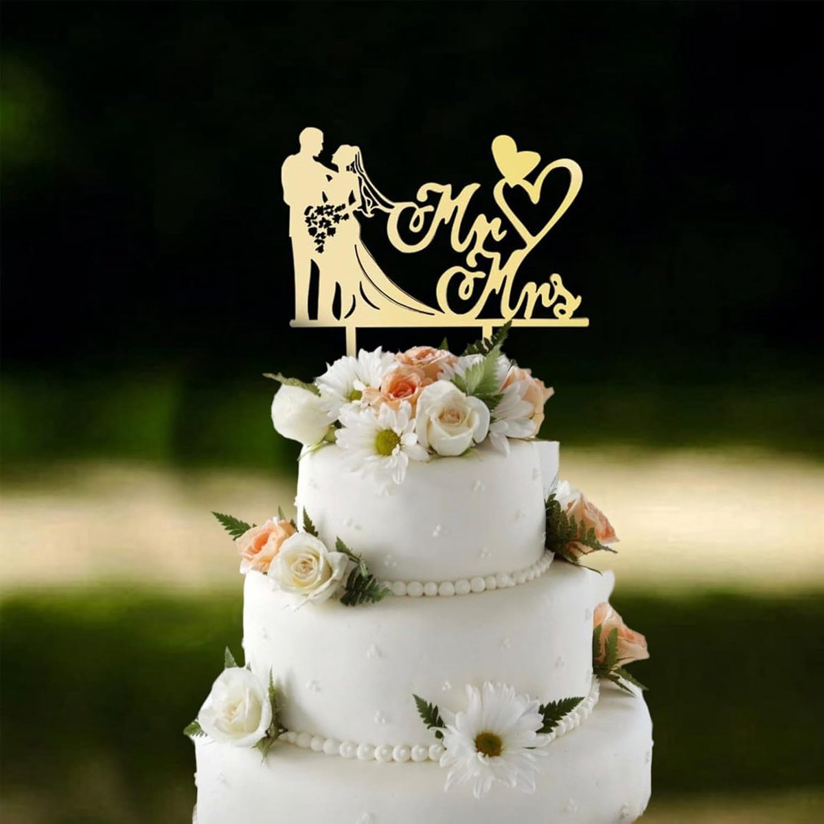 bruidstaart-opzetstuk, taarttopper voor bruiloft, bruidspaar voor taart, taartdecoratie Mr & Mrs, elegante bruiloftsdecoratie van hout, topper voor bruidstaarten en feestjes