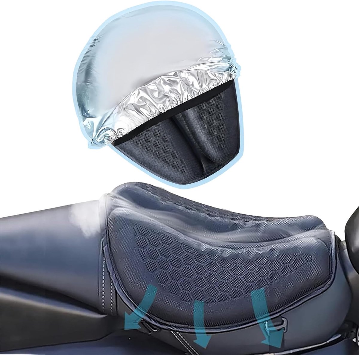 gel zitkussen Moto 3D honingraat waterdichte functie universele stoelbekleding structuur ademende schokdemping vermindert motorfiets gel zitkussen voor comfortabele lange ritten