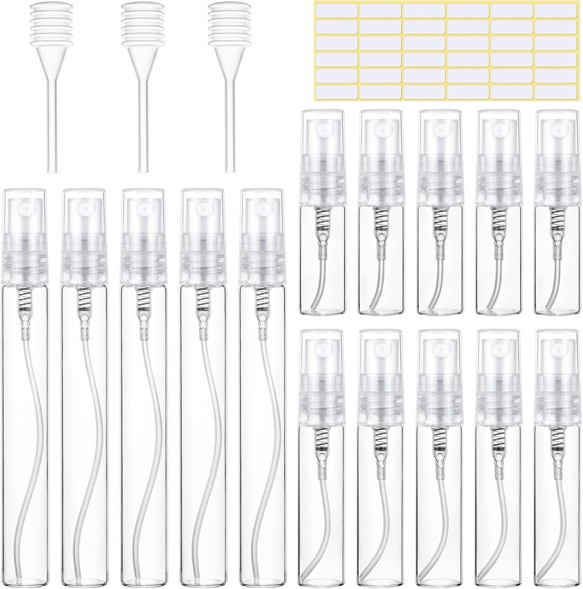 Verstuivers, leeg, parfum verstuiver navulbaar, reis mini draagbare spuitfles met pipetten en perskop voor onderweg, 3ml/5ml/10ml, transparant
