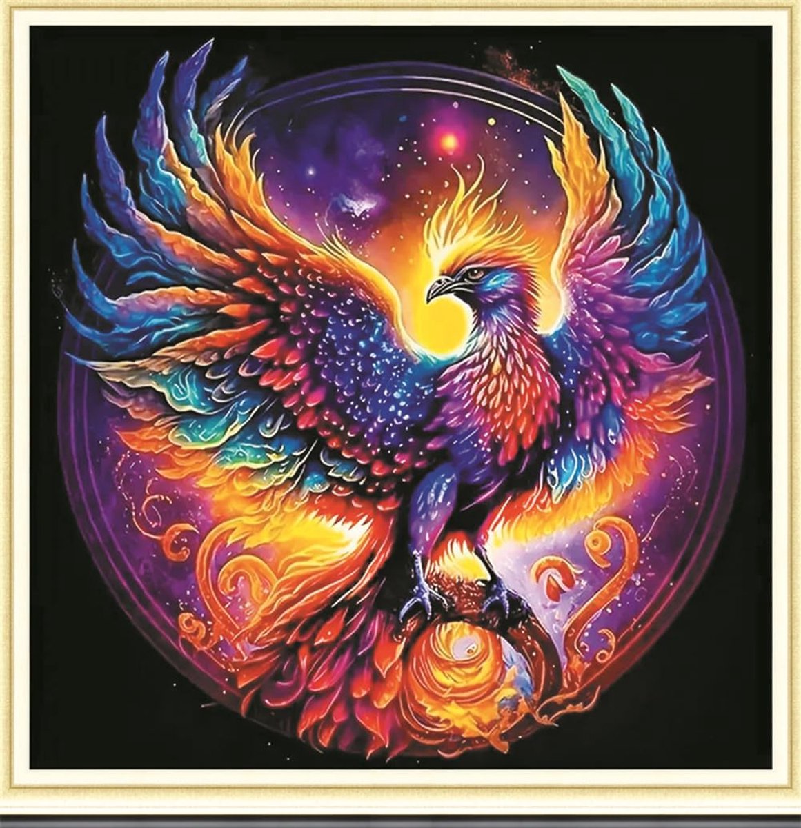 Kruissteekpakketten 11 Count Gestempeld, Vogel Phoenix Dieren Borduurset met Accessoires Voorbedrukt (36cmx36cm) (Vogel 8)