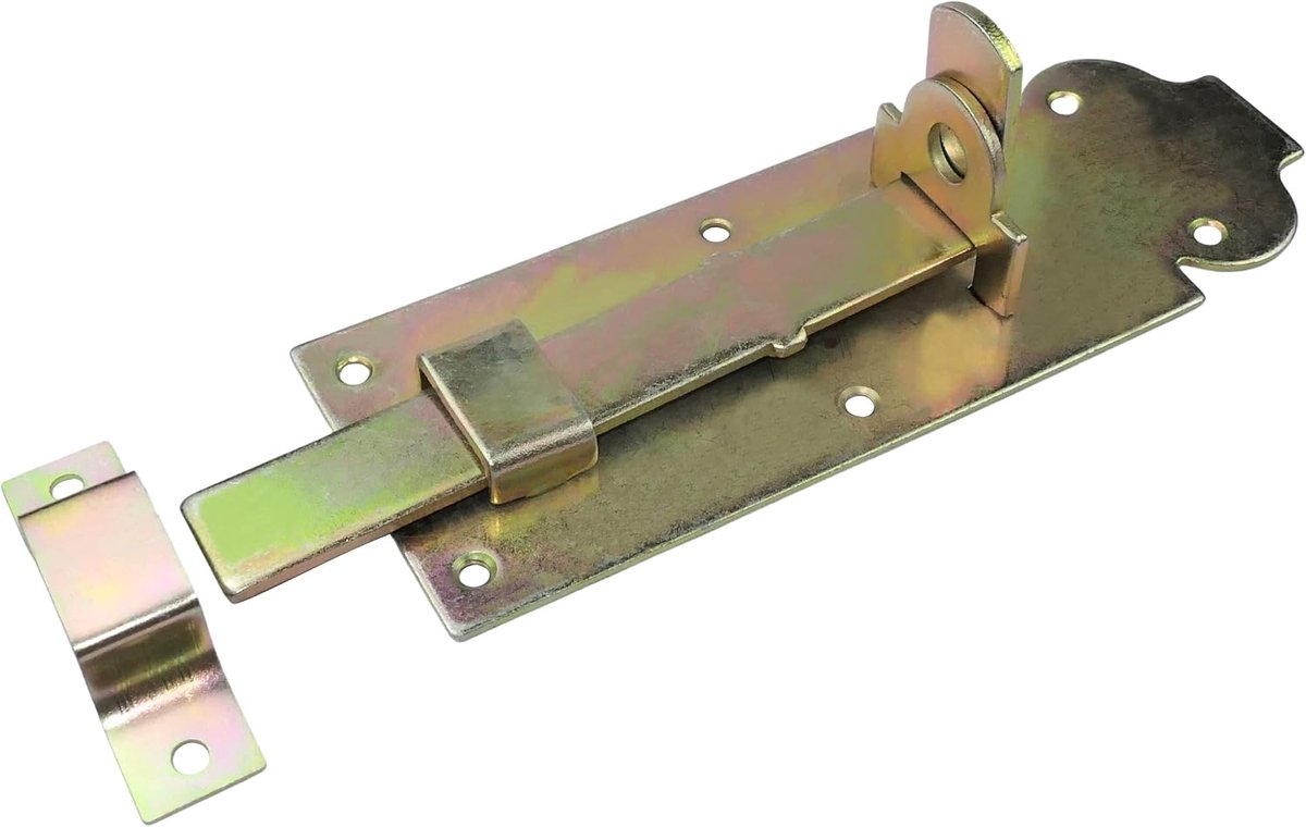 - C58766 - platte grendel met sluitplaat 180x65 mm - deurgrendel - sleutel - veiligheidssluiting - diefstalbeveiliging beschermingsmechanisme - van verzinkt staal