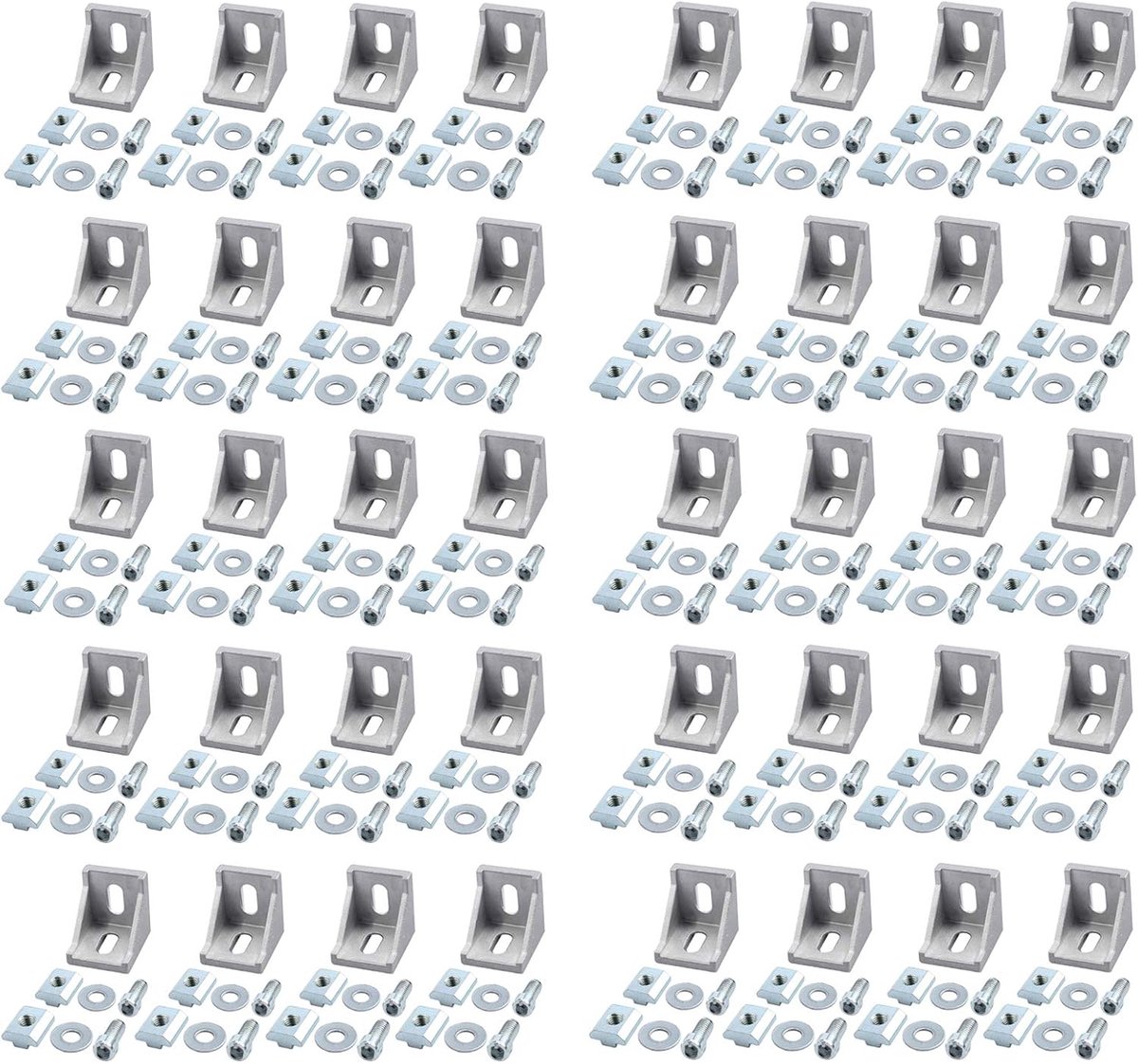 40 x hoekhoek, bevestigingsmateriaal voor 4040 4080, groef 8, aluminium, extrusie, hoekverbindingen, aluminium profiel, hoek, stangprofiel, steunprofiel, groefprofiel, wandhouder,
