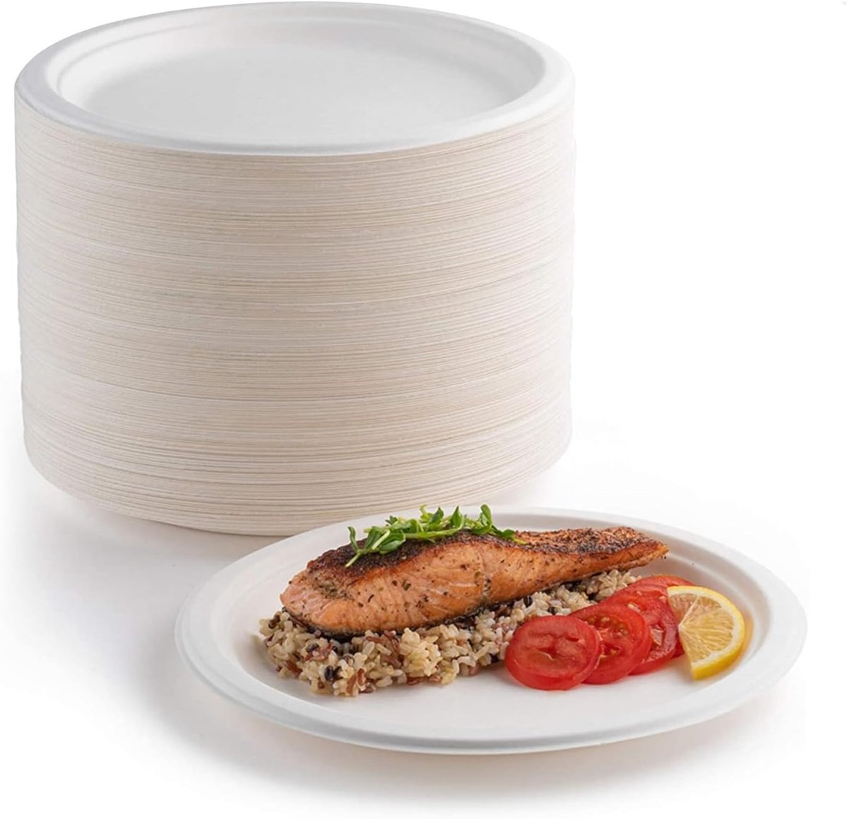 afbreekbare en composteerbare witte eetborden, 200 stuks, 15,2 cm, perfect voor picknicks en barbecue-avonden