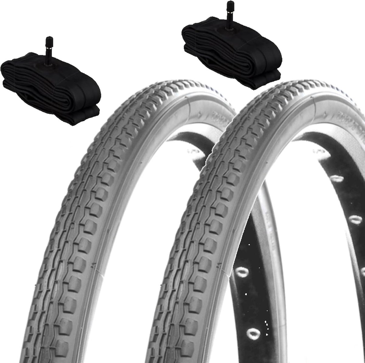 Banden 24 x 1 3/8 (37-540) + luchtkamers Amerika banden grijs afdekkingen voor rolstoel 24"