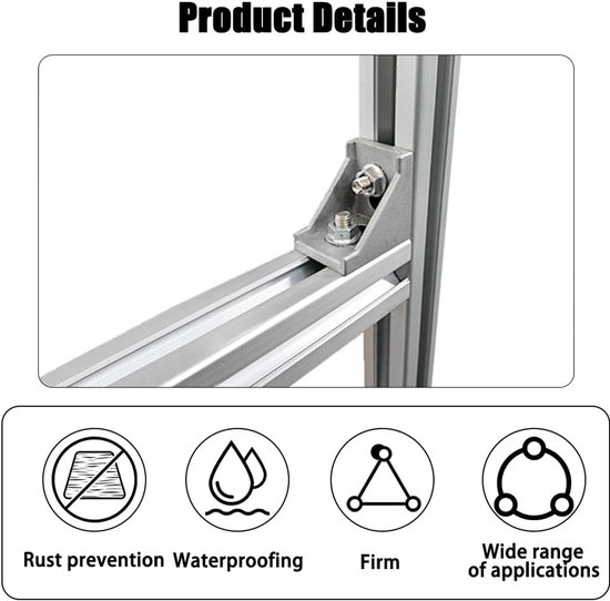 10 stuks 4040 hoekhouders van aluminiumlegering zilver bevestigingsprofiel hoekconnector van aluminium aansluiting voor haakse 90 graden met sluitring en M6 inbusschroef — afbeelding 3