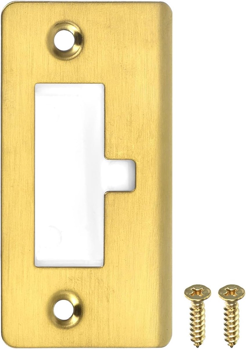 sourcing map Deurslagplaat, 76 mm x 40 mm, 201 roestvrij stalen grendel slagplaat voor deurkozijnen, deurpalen, goud
