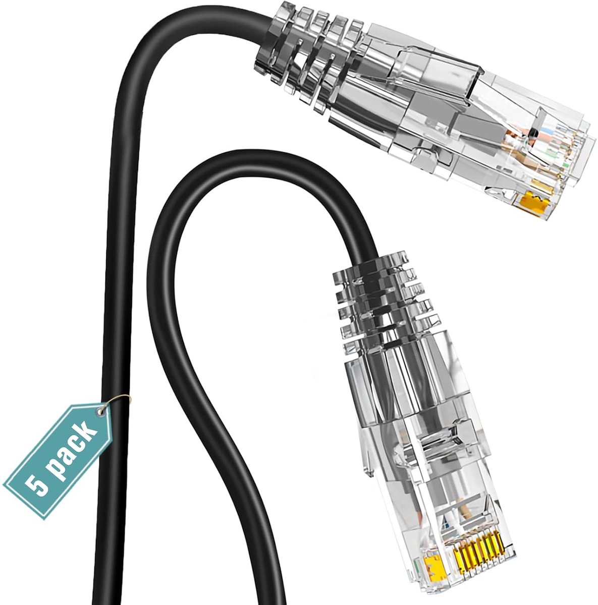 Cat6a patchkabel 0,15 m (5 stuks), Cat6a LAN-kabel, 10 Gbps, 550 MHz, snelle netwerkkabel, 28 AWG puur koper, korte ethernetkabel voor patchpaneel/netwerkkast