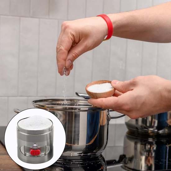 grinder met handslinger om zout te malen, kleine molen met lade van zinklegering, metalen molen 60 mm, om zout te malen, 6-delige set — afbeelding 4