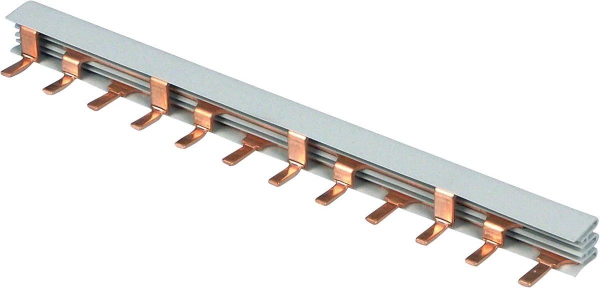 Kamrail, verzamelrail 3-polig, max. 64A, 12 zekeringinbouwautomaten, zilver