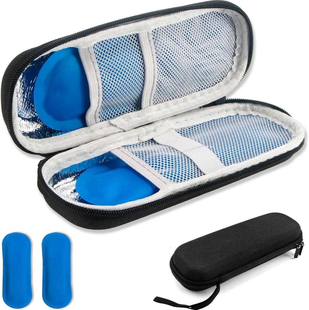 Insuline koelcase met 2 nylon koelpads - compact en draagbaar - veilig voor medicatie onderweg - SnelShoppen
