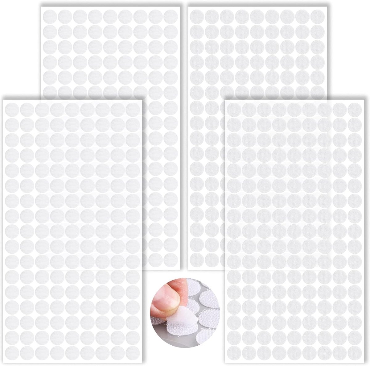 SnelShoppen - 400pcs Zelfklevende Dots, 200 Paren Haak en Lussysteem, 10mm Dubbelzijdige Plak Pads, Wit, Voor Thuis, School, Kantoor