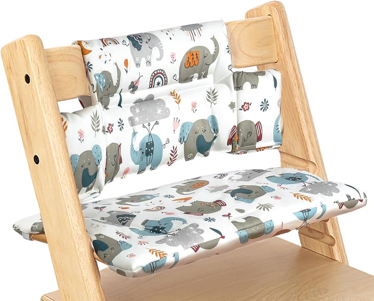 Zitkussen voor Tripp Trapp Stoel – Zacht En Eenvoudig Te Bevestigen, Accessoire voor Tripp Trapp, Verkrijgbaar In Diverse Kleuren (olifant)
