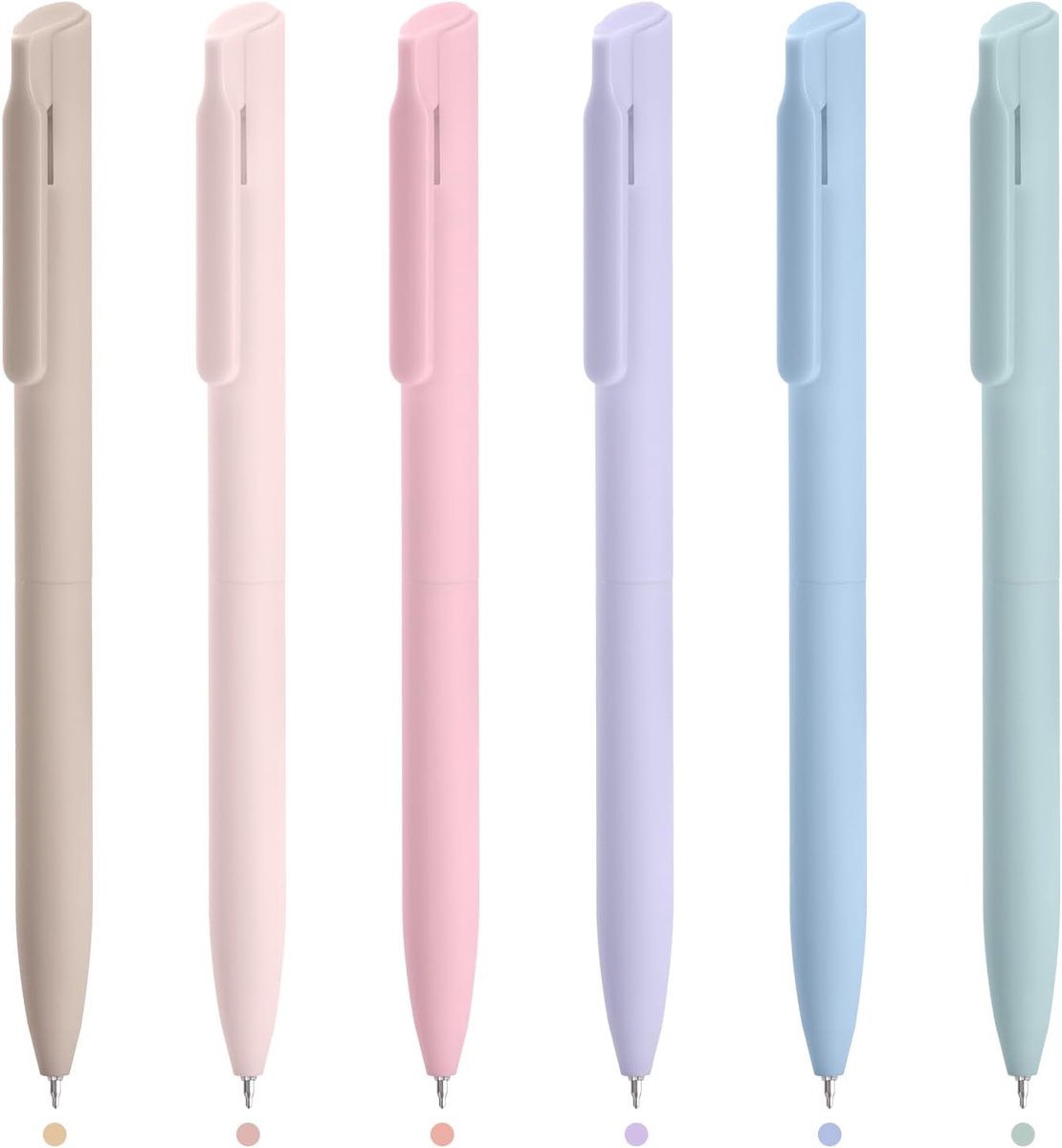 Set van 6 multicolor pennen, uittrekbare kleurrijke gelstiften, set van 0,5 mm, sneldrogend, ideaal voor school, kantoor, tekenen en journaling, Morandi-kleuren