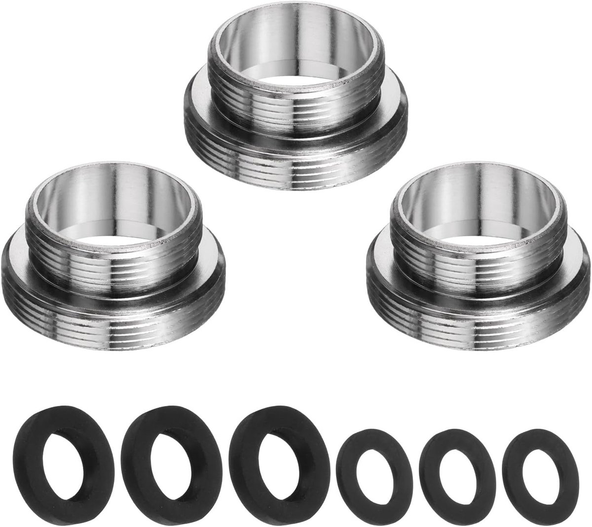 3 stuks kraanadapterset, mannelijk 0,85 inch tot mannelijk 1,08 inch keukengootsteen roestvrij stalen kraan beluchter adapterset voor het aansluiten van tuinslang, waterfilter