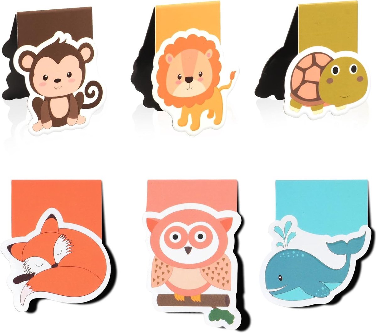 Schattige Dieren Pagina Clips, 6 Stuks Magnetische Boekenleggers met Inspirerende Citaten voor Studenten en Kinderen