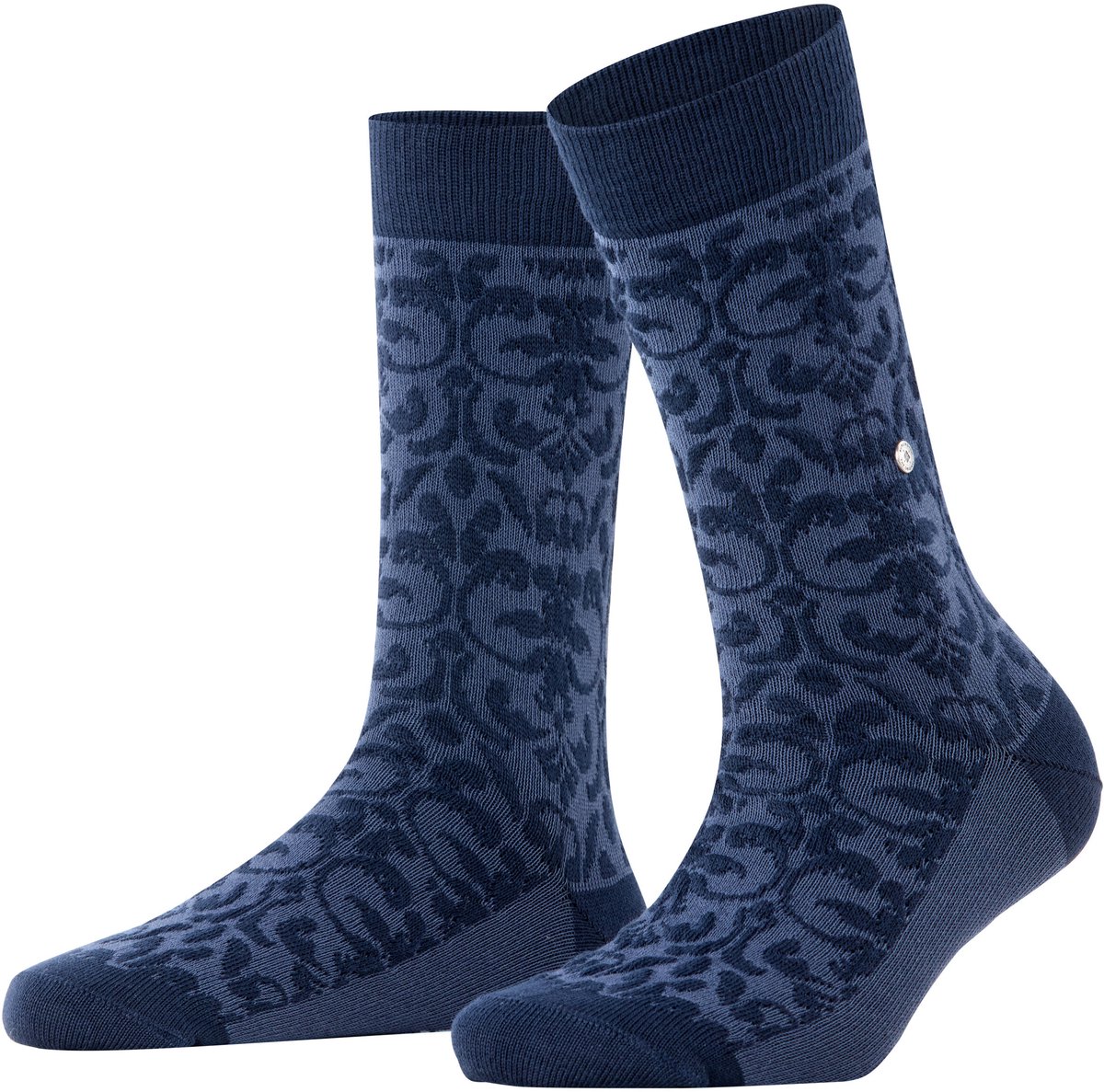 Burlington Ornamental gedessineerd katoen sokken dames blauw - maat 36-41