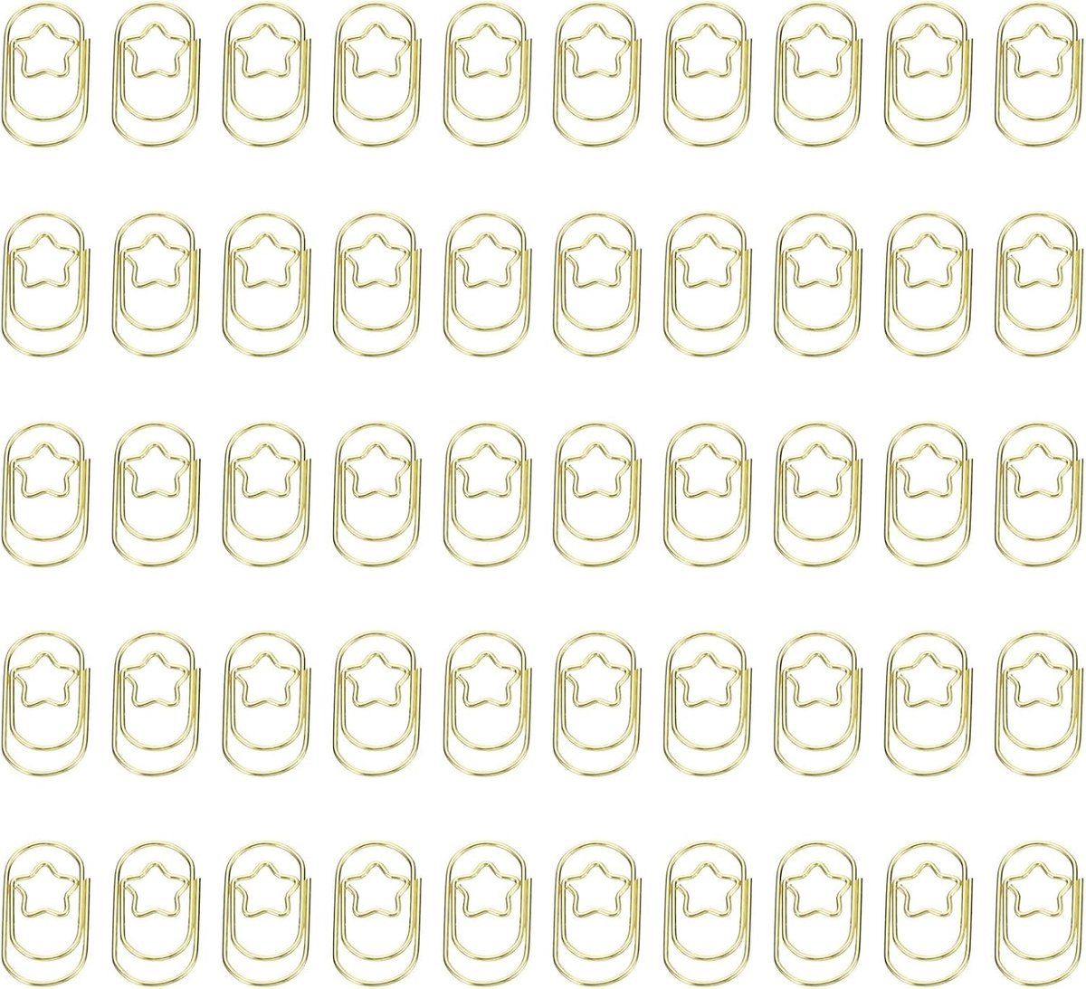 50 Stuks Stervormige Paperclips, Schattige Boekenleggers voor Kantoor en Thuis, Perfect voor Organisatie en Creatief Gebruik (Goud, 2.3 cm)