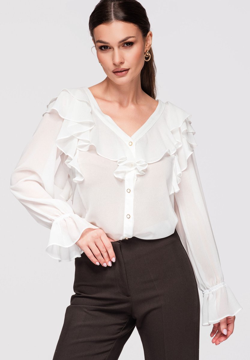 OMBRE Overhemd - Loose Fit - Lange Mouw - Knopen Ecru S