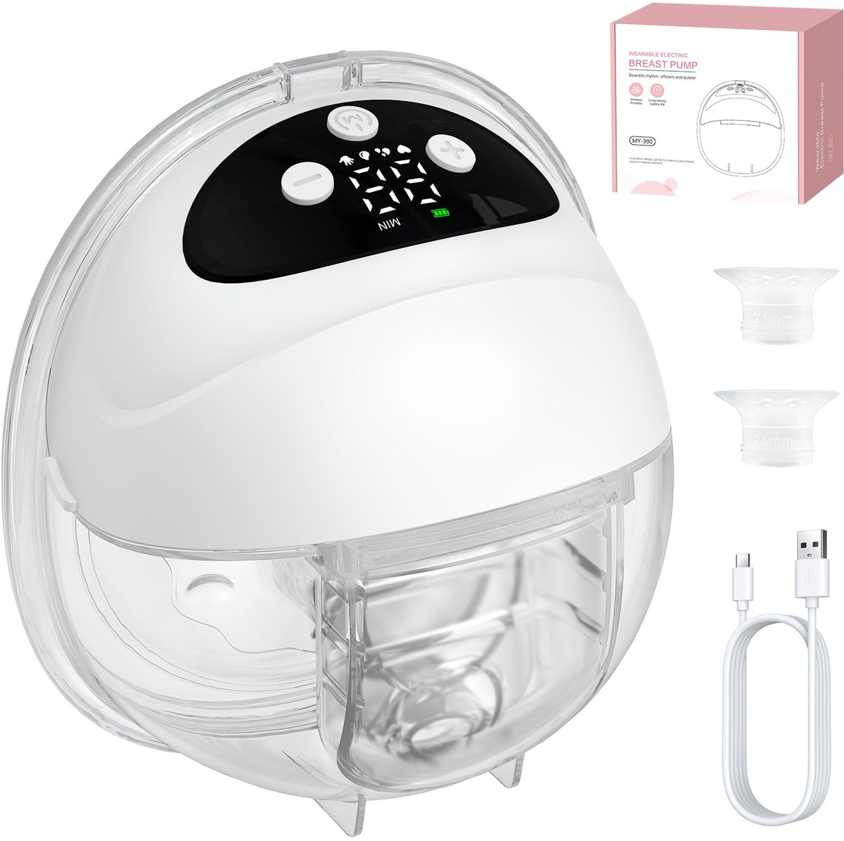 zurabini - Elektrische Borstkolf - Handsfree Borstkolf - Draagbare Borstkolf Elektrisch - Stille Borstkolf met 4 Modi en 12 Zuigstanden - 150 ml - 1000 mAh