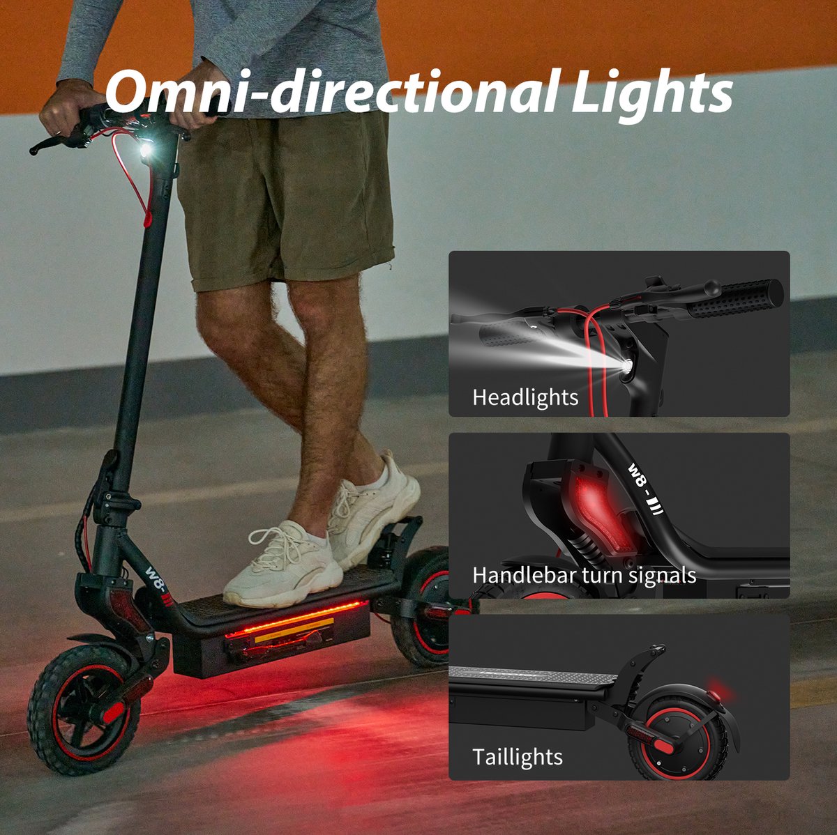iScooter W8 Elektrische scooter - 9.3inch off‑road luchtbanden - 35km actieradius - 500W motor - 48V 10,4Ah accu - Maximumsnelheid 25 km/u - Mantis‑voorvorkdemper + onafhankelijke achterdemper - zwart – foto 8