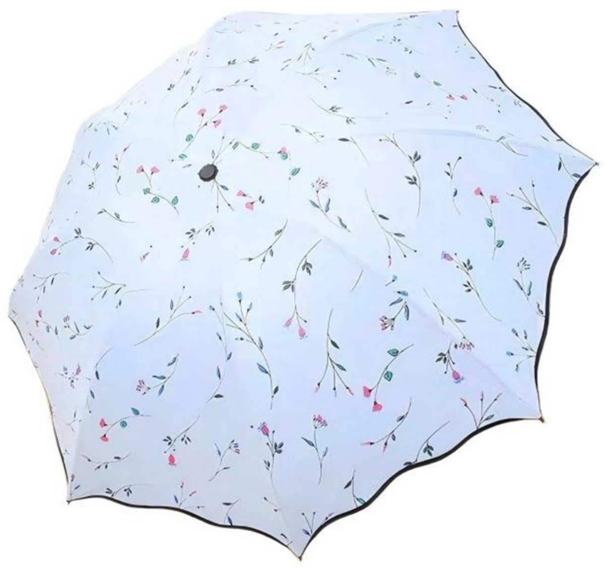 Paraplu – Diameter 96 cm – Hoogte 64 cm – Opvouwbare paraplu – Parasol – Geschikt voor zon en regen – UV-werende opvouwbare paraplu – Damesparaplu – Paraplu met zwarte UV-werende coating – Draagbare paraplu – Paraplu met print