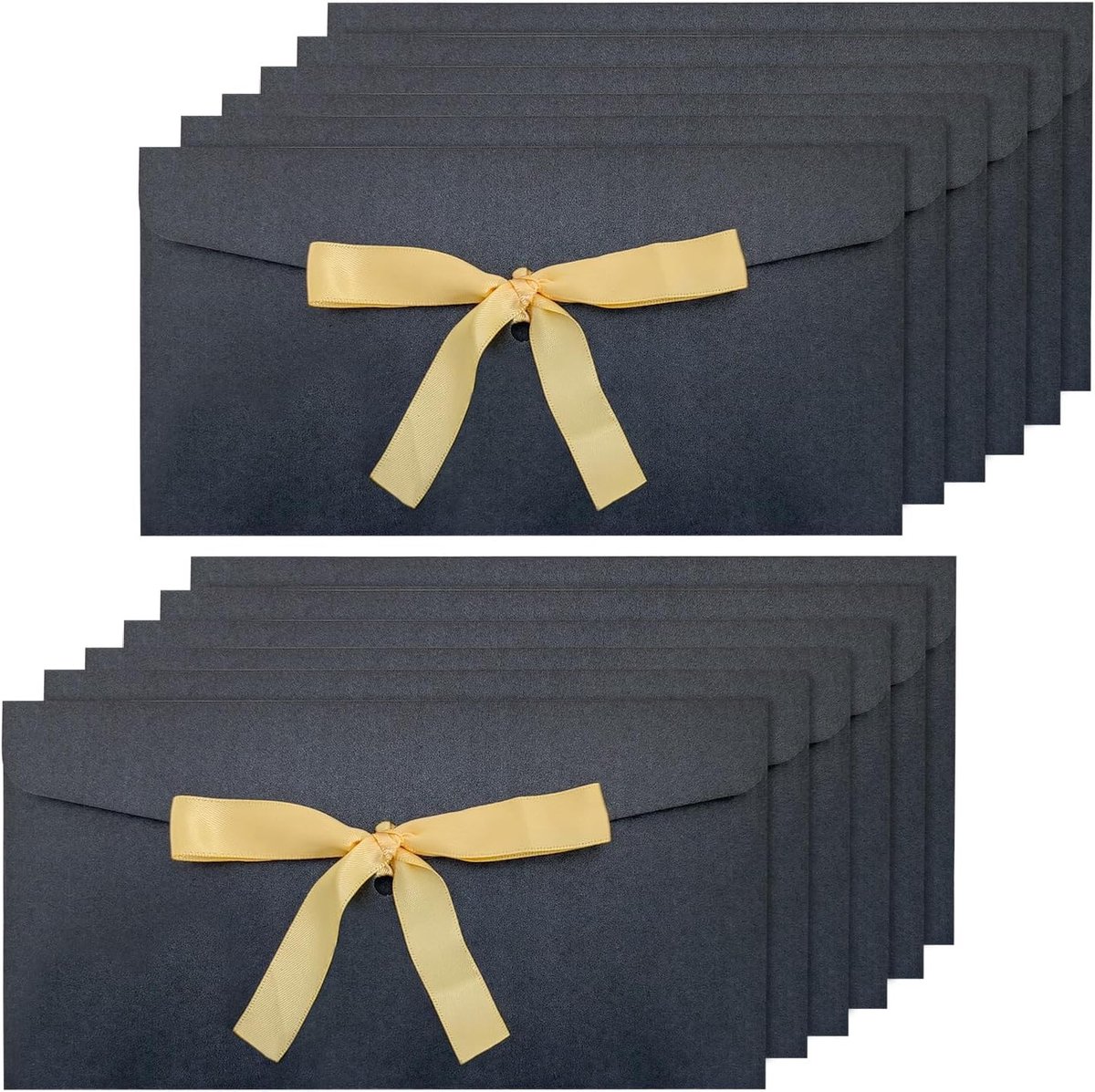12 Luxe Zwarte Kraft Spaar- en Cadeau-enveloppen met Versierde Sluiting