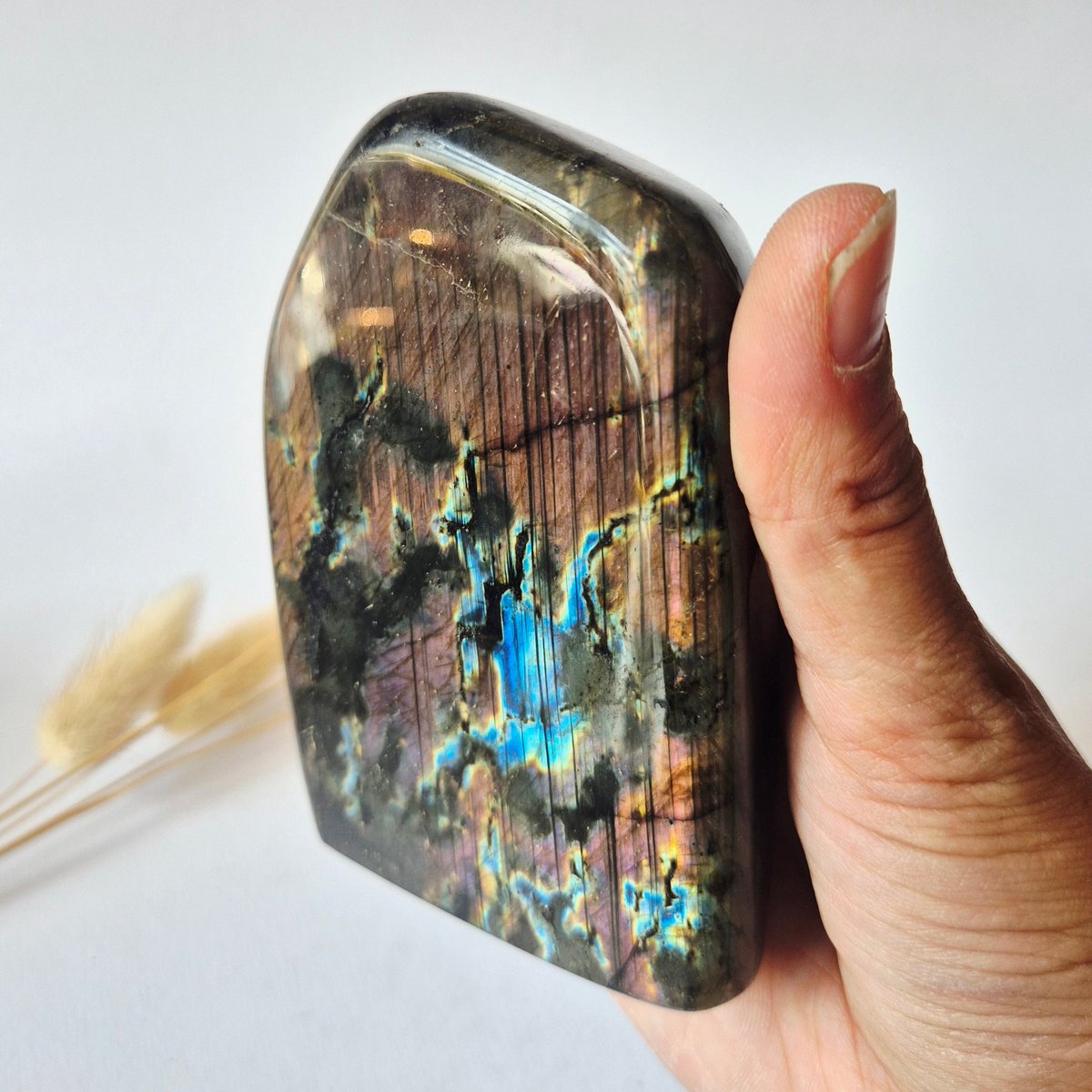 Premium Rainbow Labradorite Freeform 472g – High Flash Madagascar Labradoriet – One of a Kind Crystal
