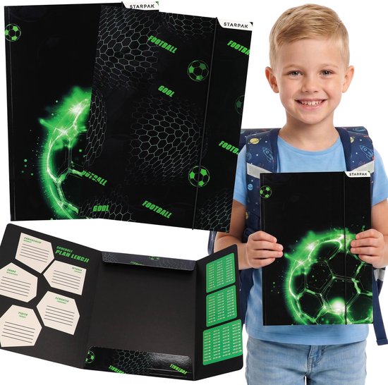 Voetbal Schoolmap met elastiek A4 voor jongens, voor documenten, tekeningen, leermateriaal