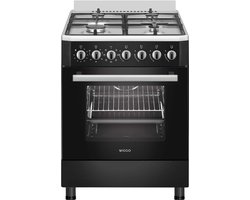 Wiggo WO-E605R(BX) – Vrijstaand Gasfornuis – 60 cm – 4 Gaspitten – Oven 66L – Energieklasse B – 5 Jaar Garantie – Zwart Rvs