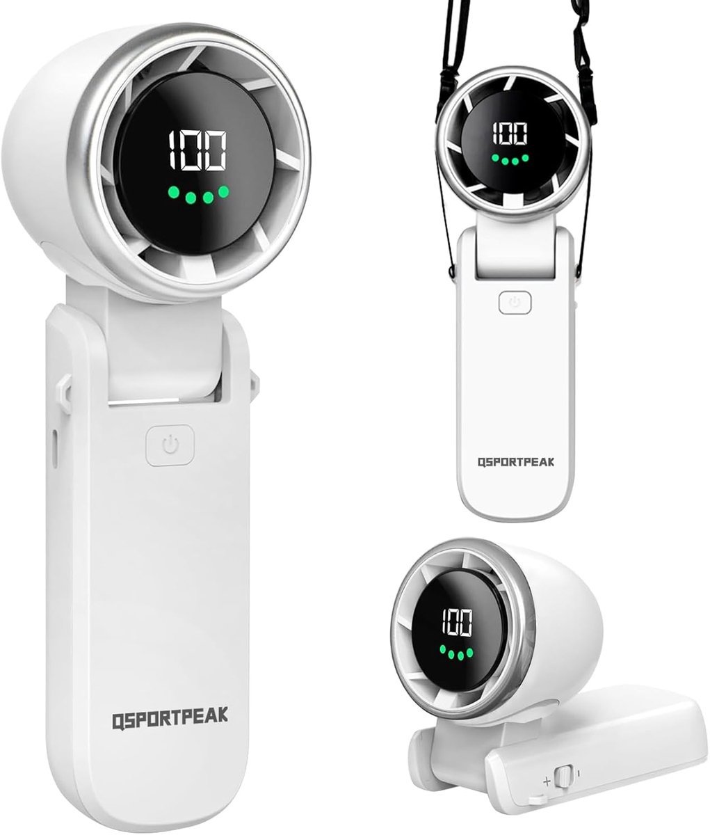 Solvix tafel ventilator geluidloos - Handheld Turbo Fan - Plastic - 5 Snelheden - Oplaadbare 4000mAh - Voor Thuis en Buiten