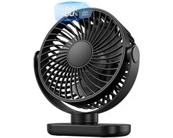 Solvix tafel ventilator geluidloos - Bureauventilator - USB - 4 Snelheden - LED Display - Voor Thuis en Kantoor