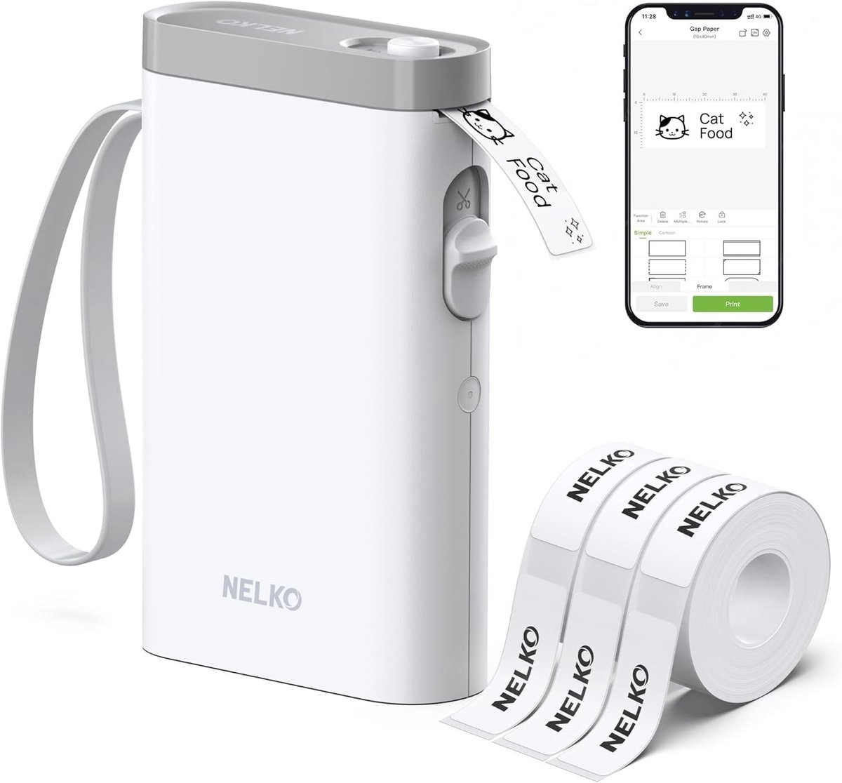 Draadloze Bluetooth-labelmaker - Wit - Hoge resolutie afdrukken - Eenvoudig te gebruiken - Voor thuis en kantoor