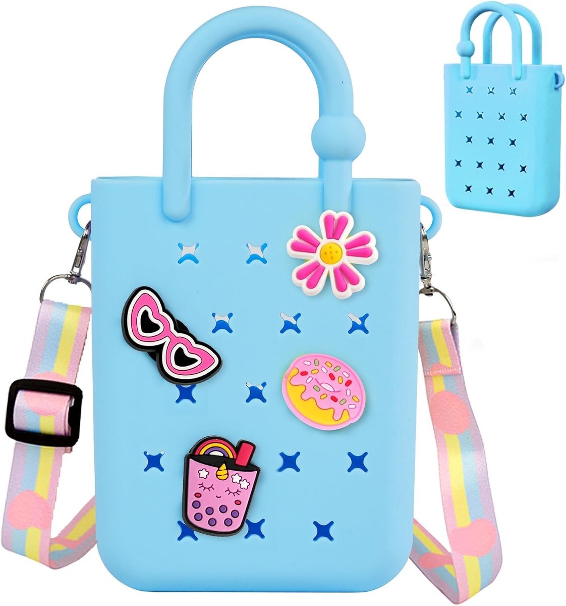 Mini Tote Bag Blauw - Compacte Handtas voor Dames, Ideaal voor Dagelijks Gebruik en Uitstapjes, 4.92 x 1.77 x 6.29 inches