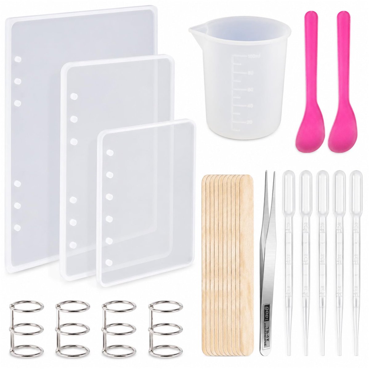 Siliconen gietschalen set 26-delig - voor A5 A6 A7 notitieboekjes - DIY epoxyhars vormen - ShopVlot