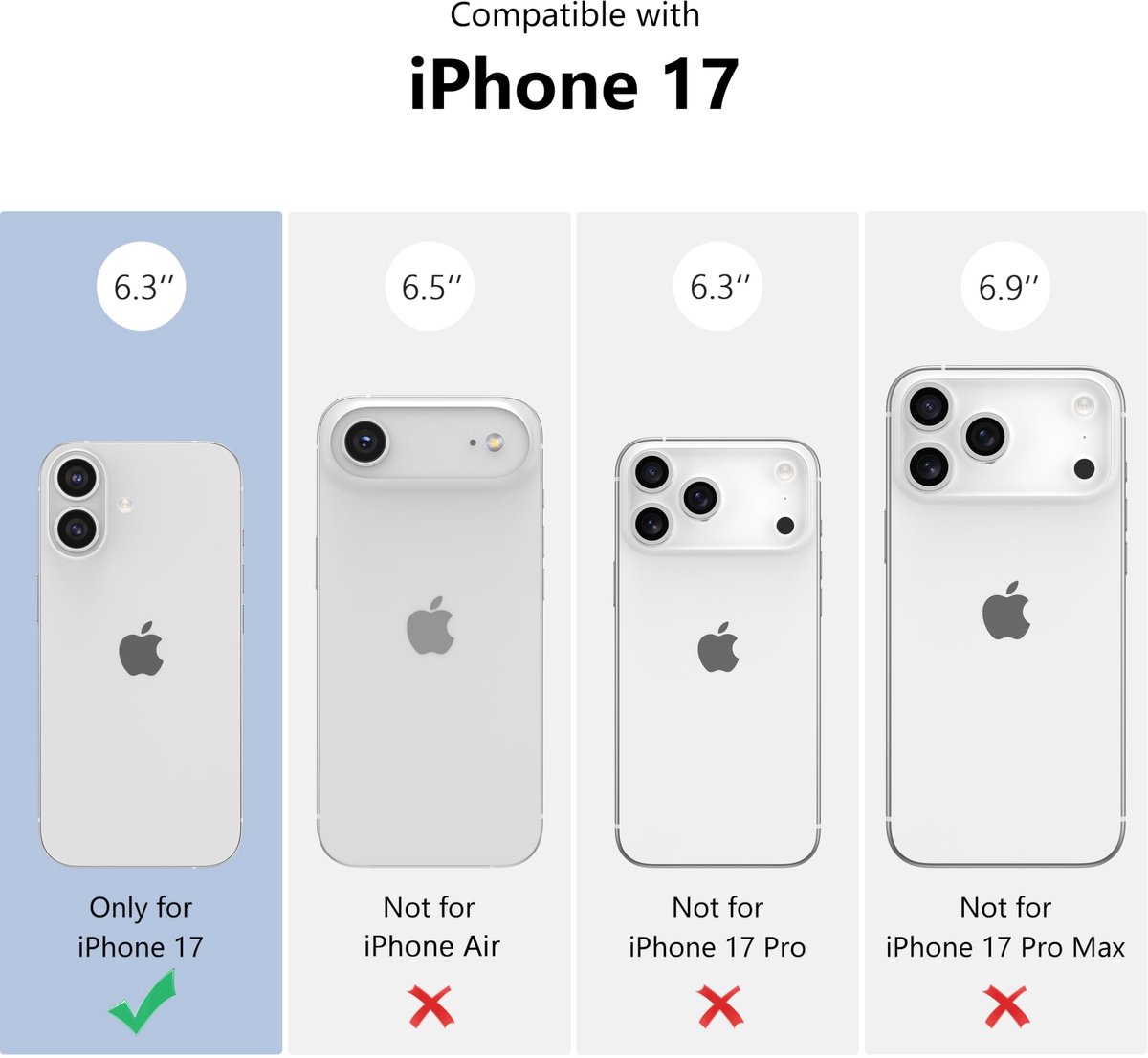 Beschermhoes voor iPhone 17 - luxe spiegelhoes - transparant TPU en polycarbonaat - volledige bescherming - ShopVlot