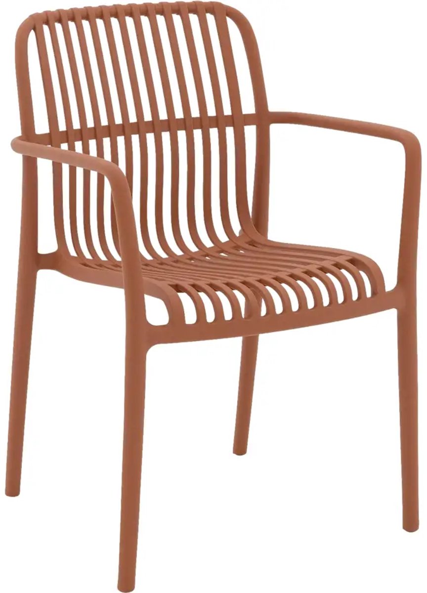 Goossens Tuinstoelen Jelke - Kunststof - oranje - 57 x 83 x 54 cm - Tuinstoel met armleuning - zonder kussen - Stapelbaar
